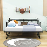 Metal Full Size Daybed with Foldable Pop-Up Trundle