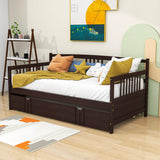 Wooden Twin Daybed with Twin Trundle