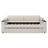 Smart Twin Size Upholstered Daybed Sofa with Trundle and Storage - [USB Ports]