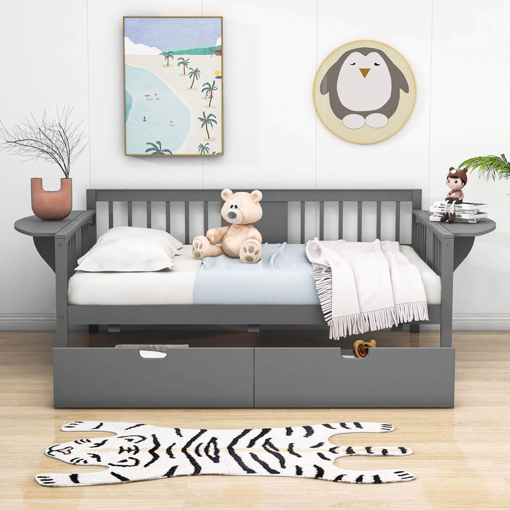 Wood Full Size Daybed with Storage - [Drawers, Side Shelves]