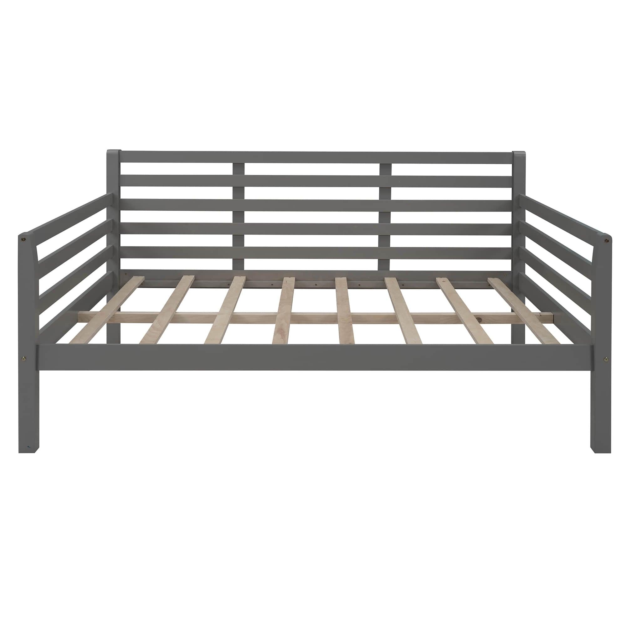 Wooden Full Size Daybed with Slat Backrest