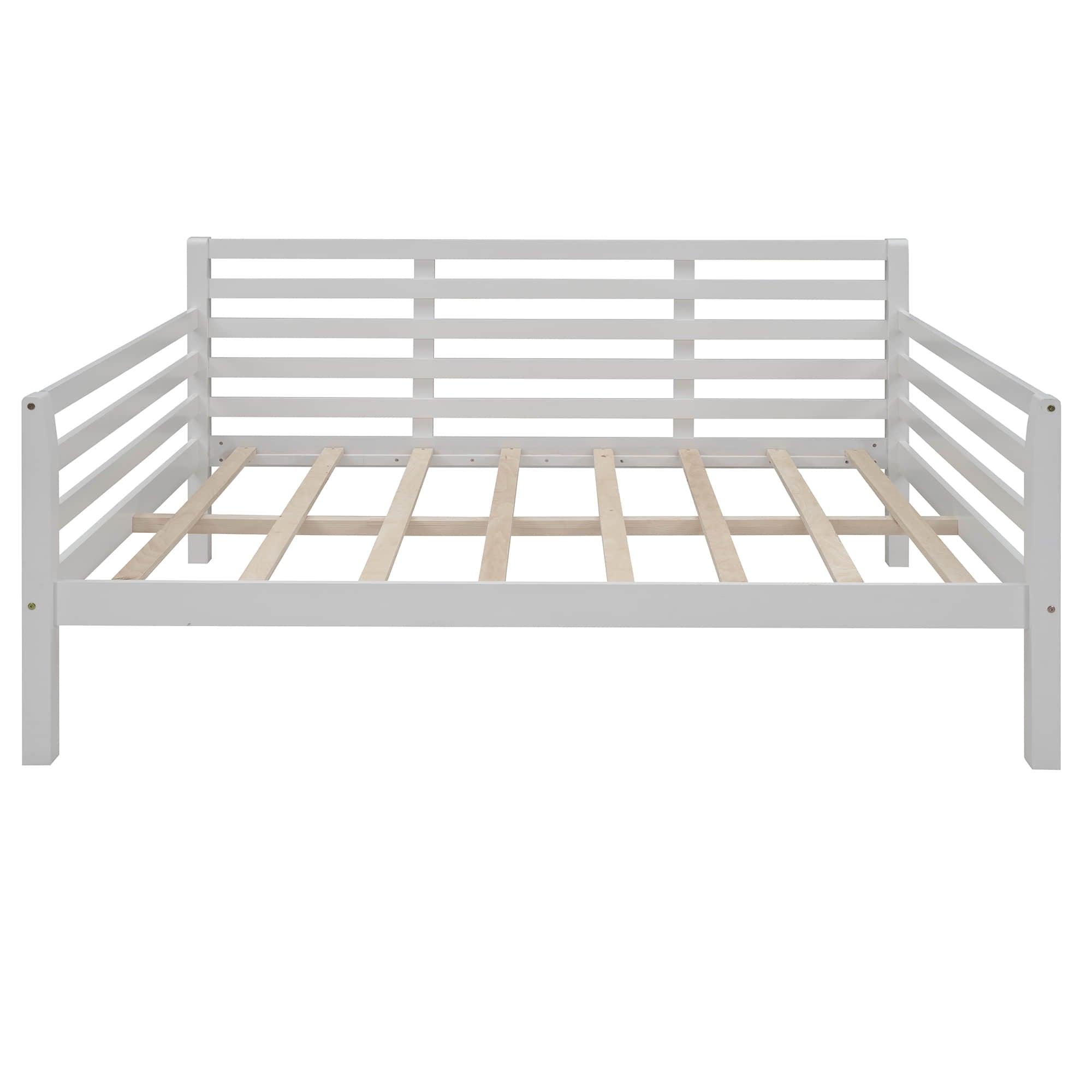 Wooden Full Size Daybed with Slat Backrest