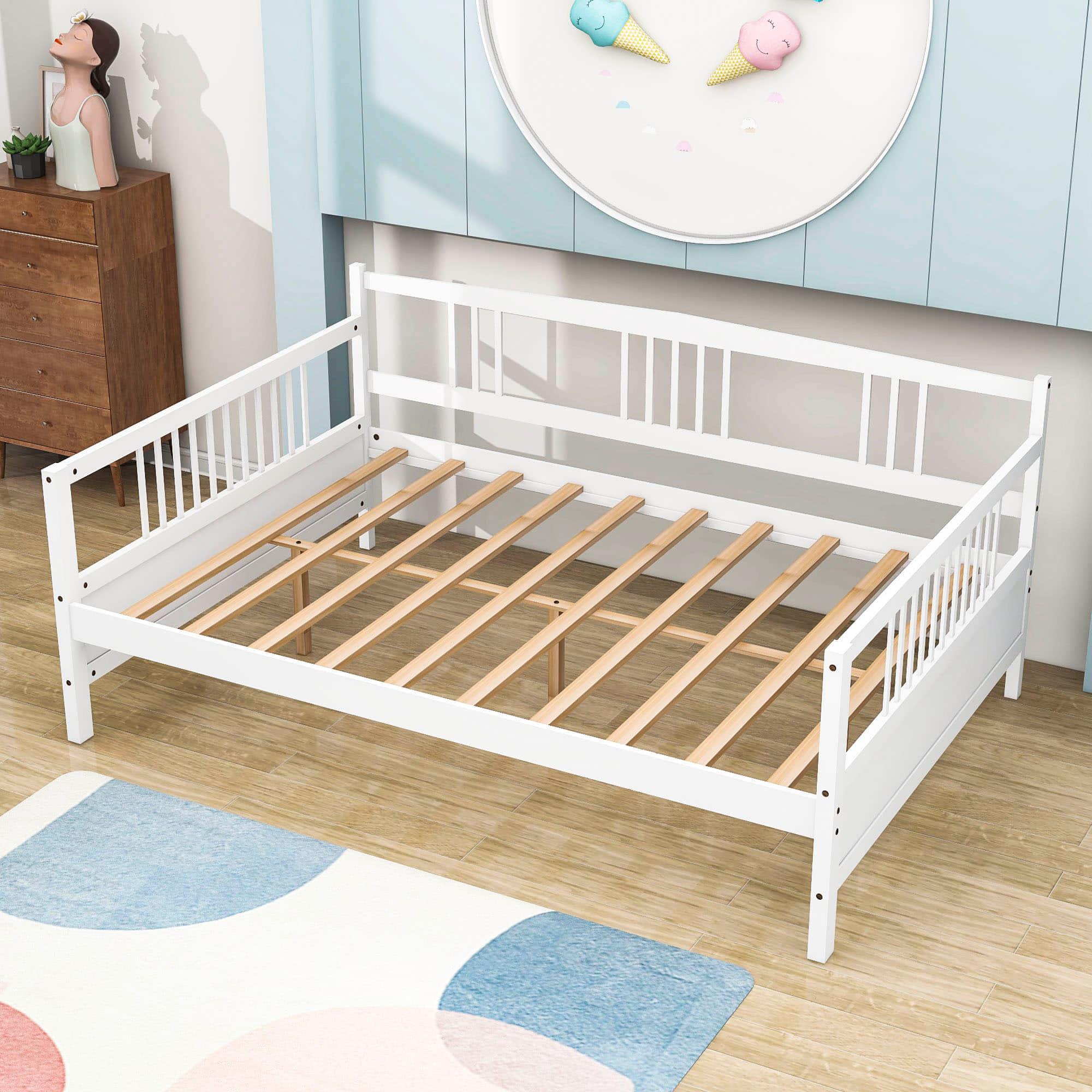 Wood Full / Double Size Daybed with Slat Back and Support Legs