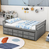 Wooden Full Size Daybed with Trundle and Storage - [Drawers, Backless]