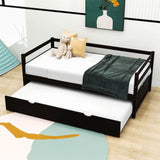 Wooden Low Twin Daybed Frame with Twin Trundle