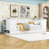 Smart Twin Daybed with Trundle Bed and Storage Arms, Charging Station