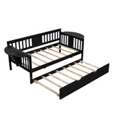 Wooden Twin Daybed with Trundle Bed and Storage