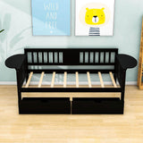 Wood Twin Daybed with Storage - [Drawers, Side Shelves]