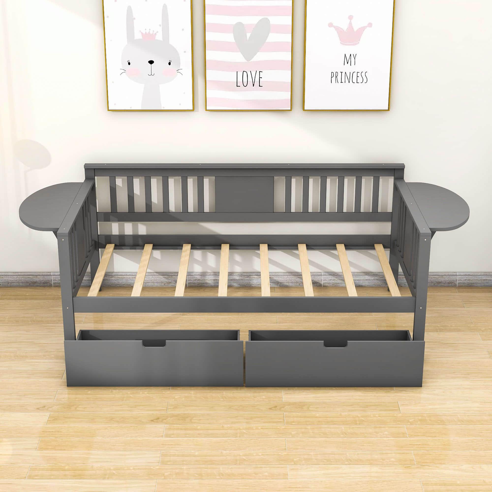 Wood Twin Daybed with Storage - [Drawers, Side Shelves]