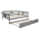 Wooden Full Size Daybed with Trundle Bed and Storage