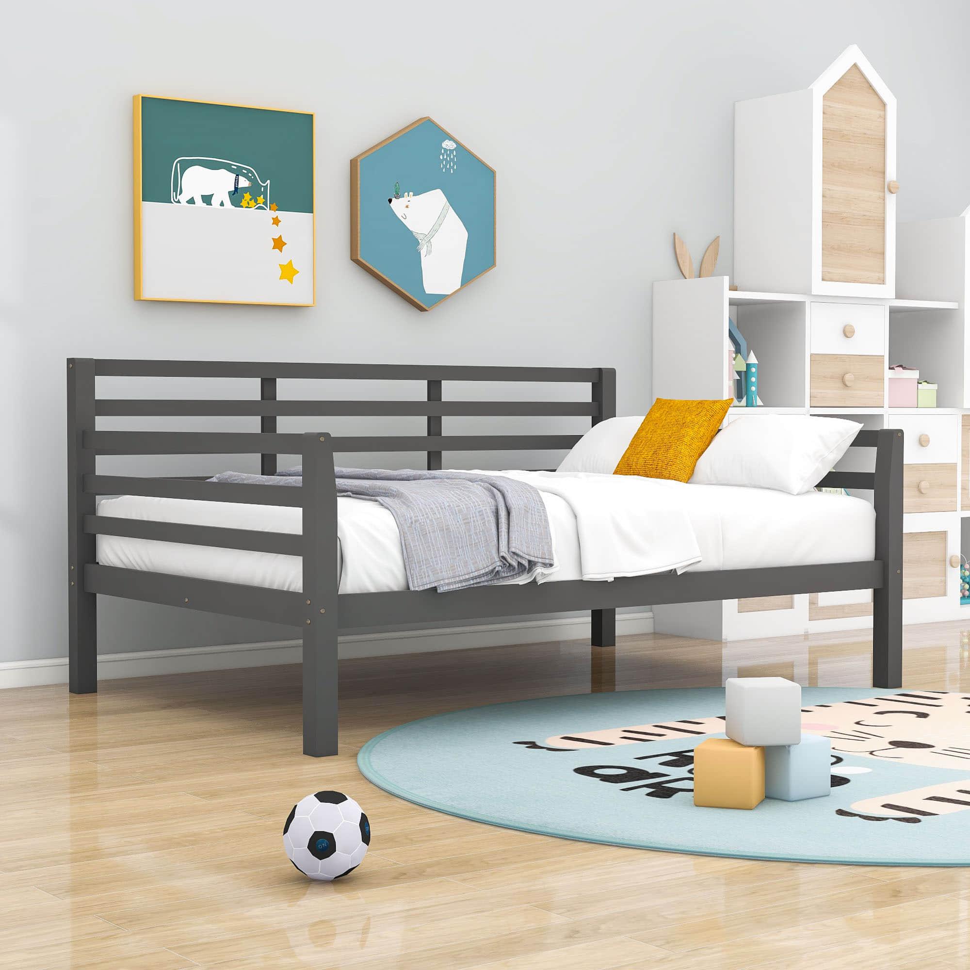 Wooden Full Size Daybed with Slat Backrest