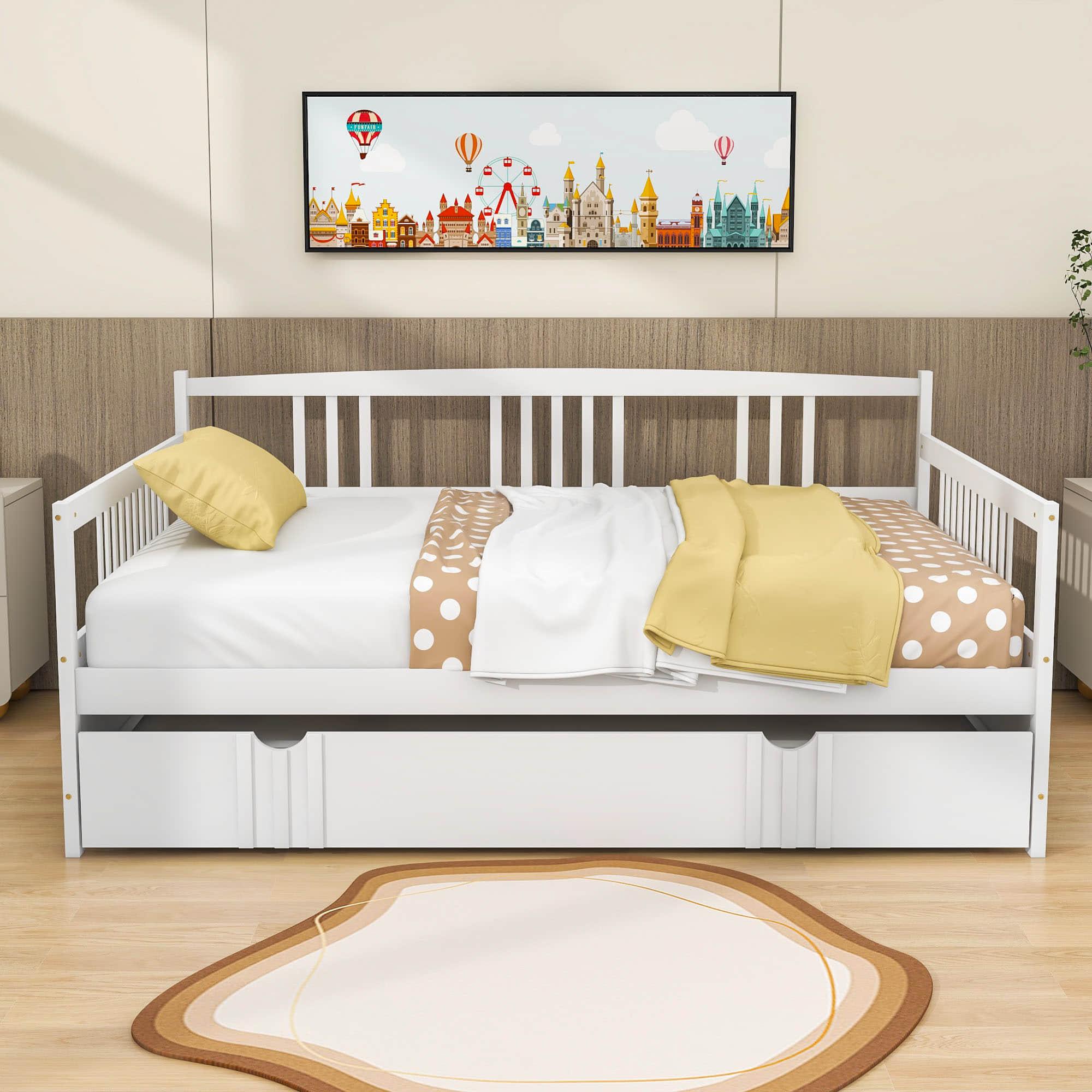 Wooden Full Size Daybed with Twin Trundle