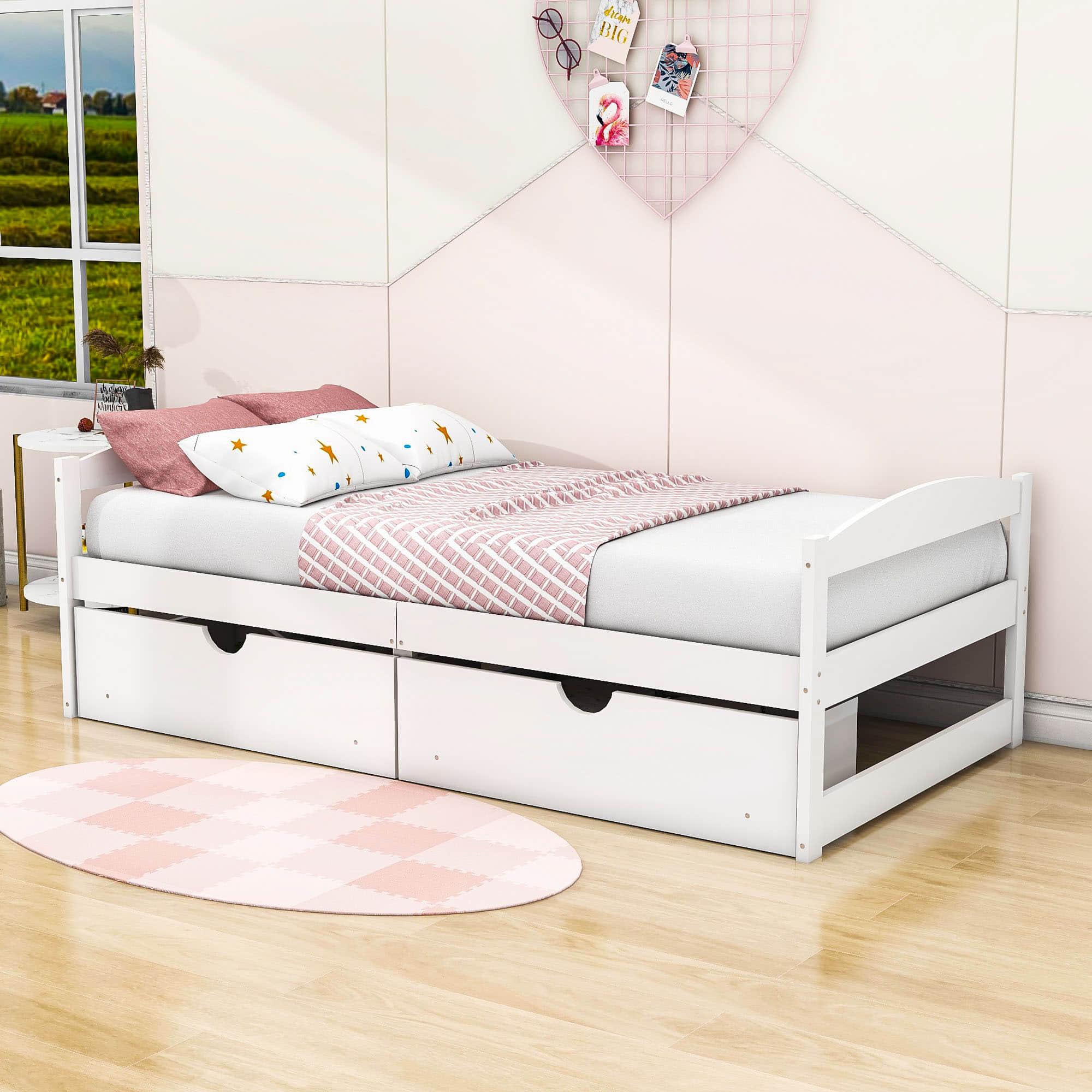 Wood Low Twin Daybed with Storage Drawers - [Backless]