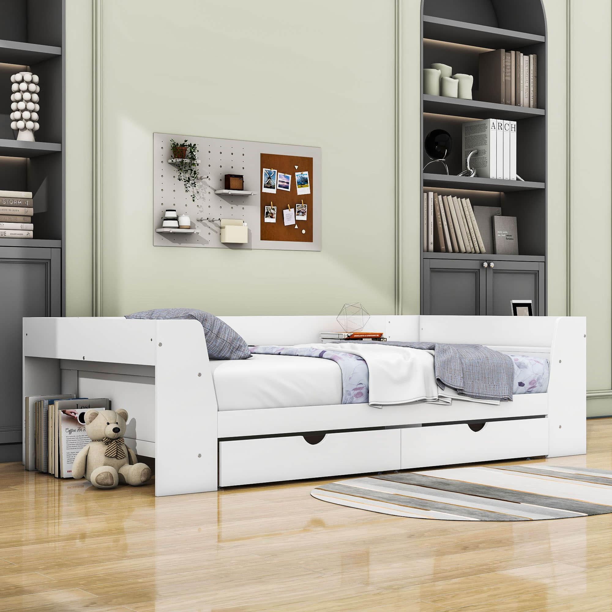 Wooden Twin Daybed with Storage and Charging Station - [Low]