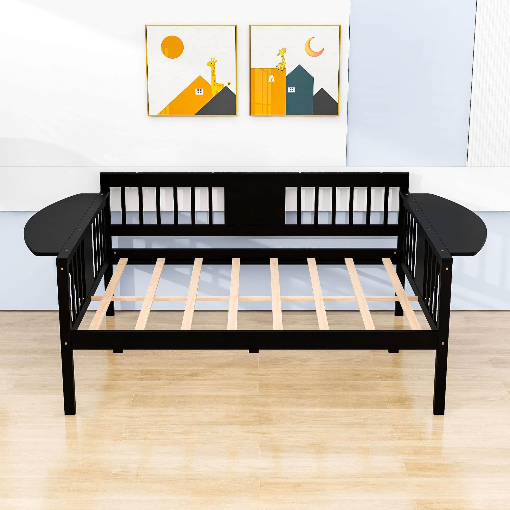 Wood Full Size Daybed with Storage - [Side Shelves]