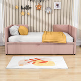 Twin Size Upholstered Daybed with Adjustable Pop Up Trundle