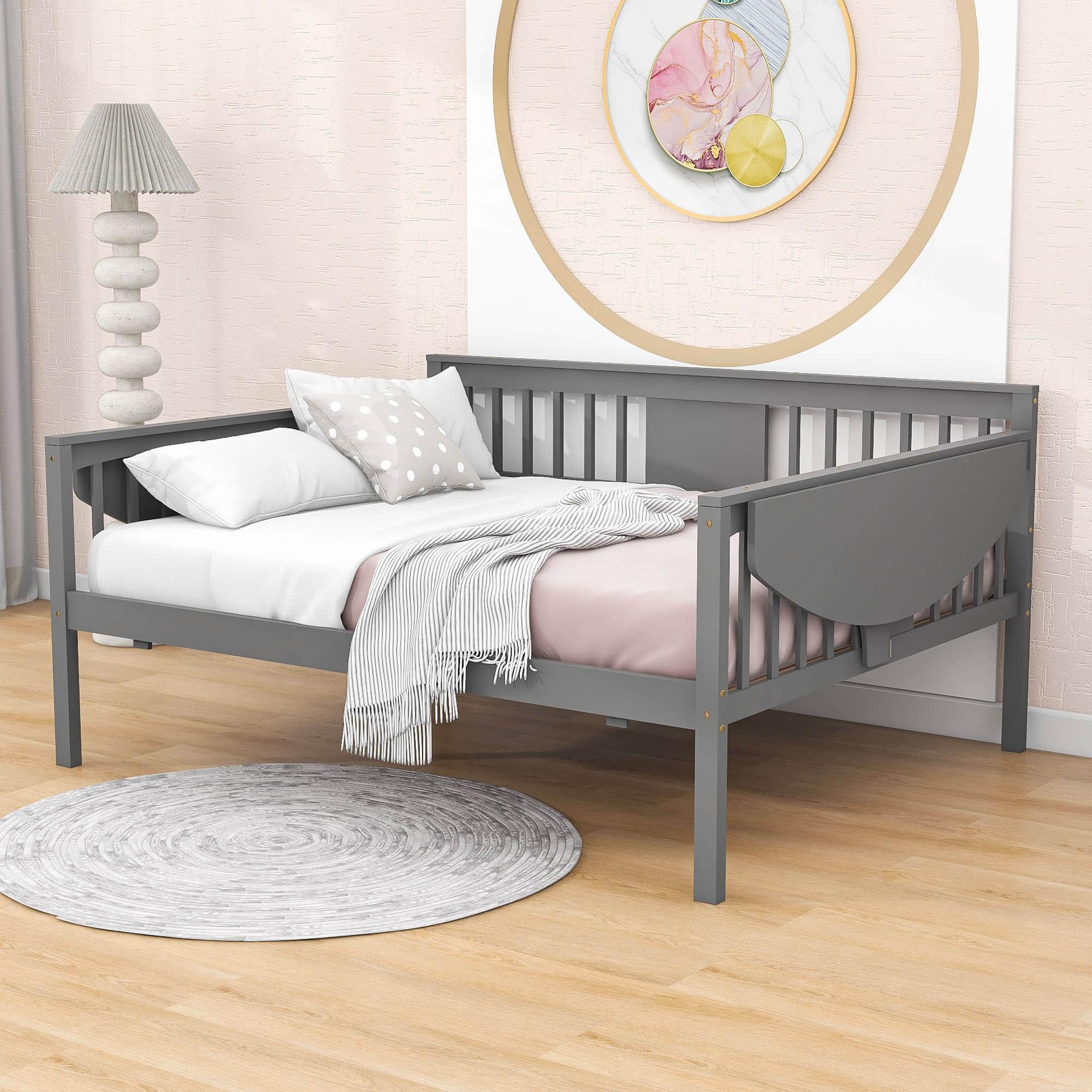 Wood Full Size Daybed with Storage - [Side Shelves]