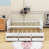 Backless Wooden Twin Daybed with Trundle and Storage - [Drawers]