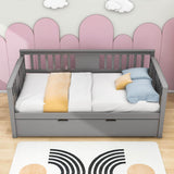 Wooden Twin Daybed with Trundle Bed and Storage