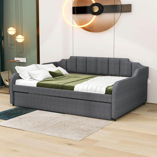 Smart Full Size Upholstered Daybed with Pull Up Trundle