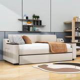 Smart Twin Size Upholstered Daybed Sofa with Trundle and Storage - [USB Ports]