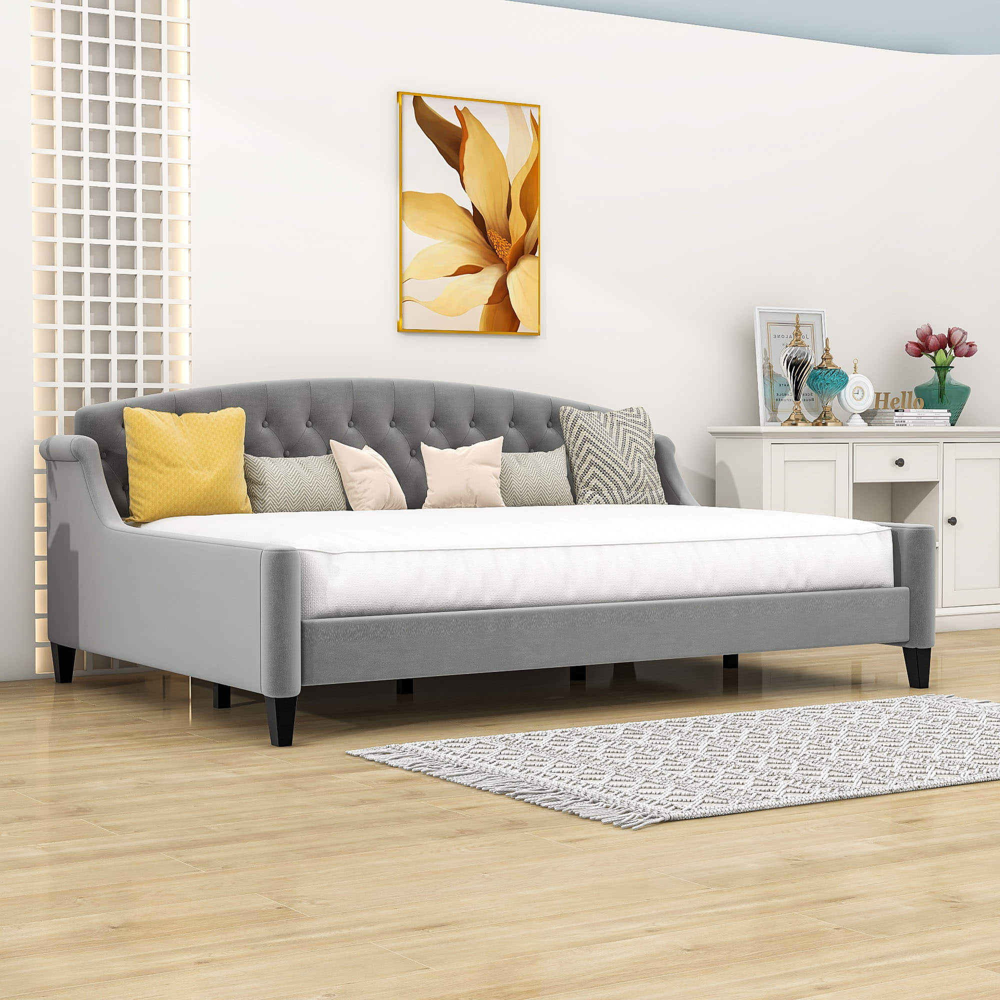 Modern Luxury Upholstered Full Size Daybed for Adults