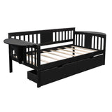 Wood Twin Daybed with Storage - [Drawers, Side Shelves]