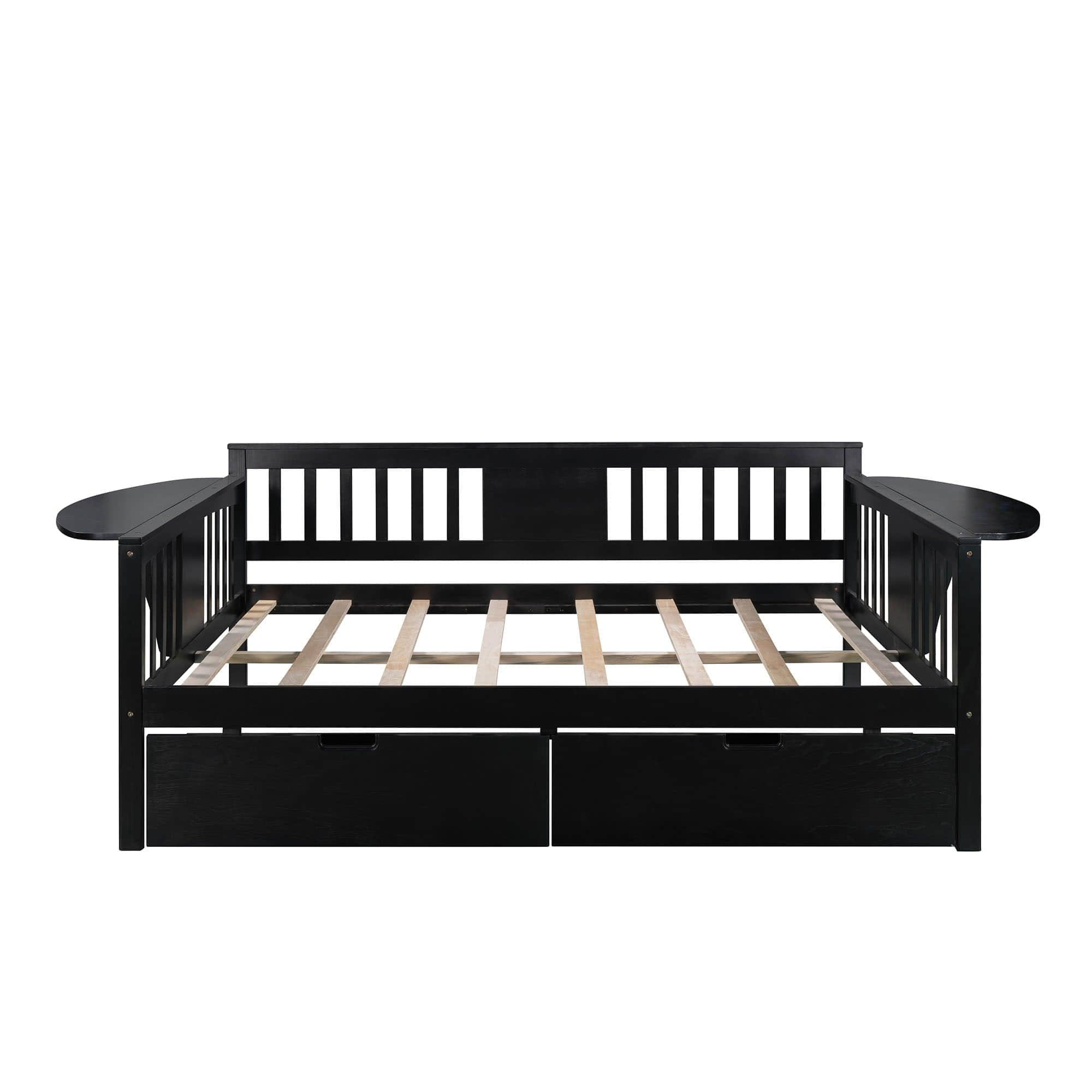 Wood Full Size Daybed with Storage - [Drawers, Side Shelves]