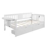 Wood Twin Daybed with Storage - [Drawers, Side Shelves]