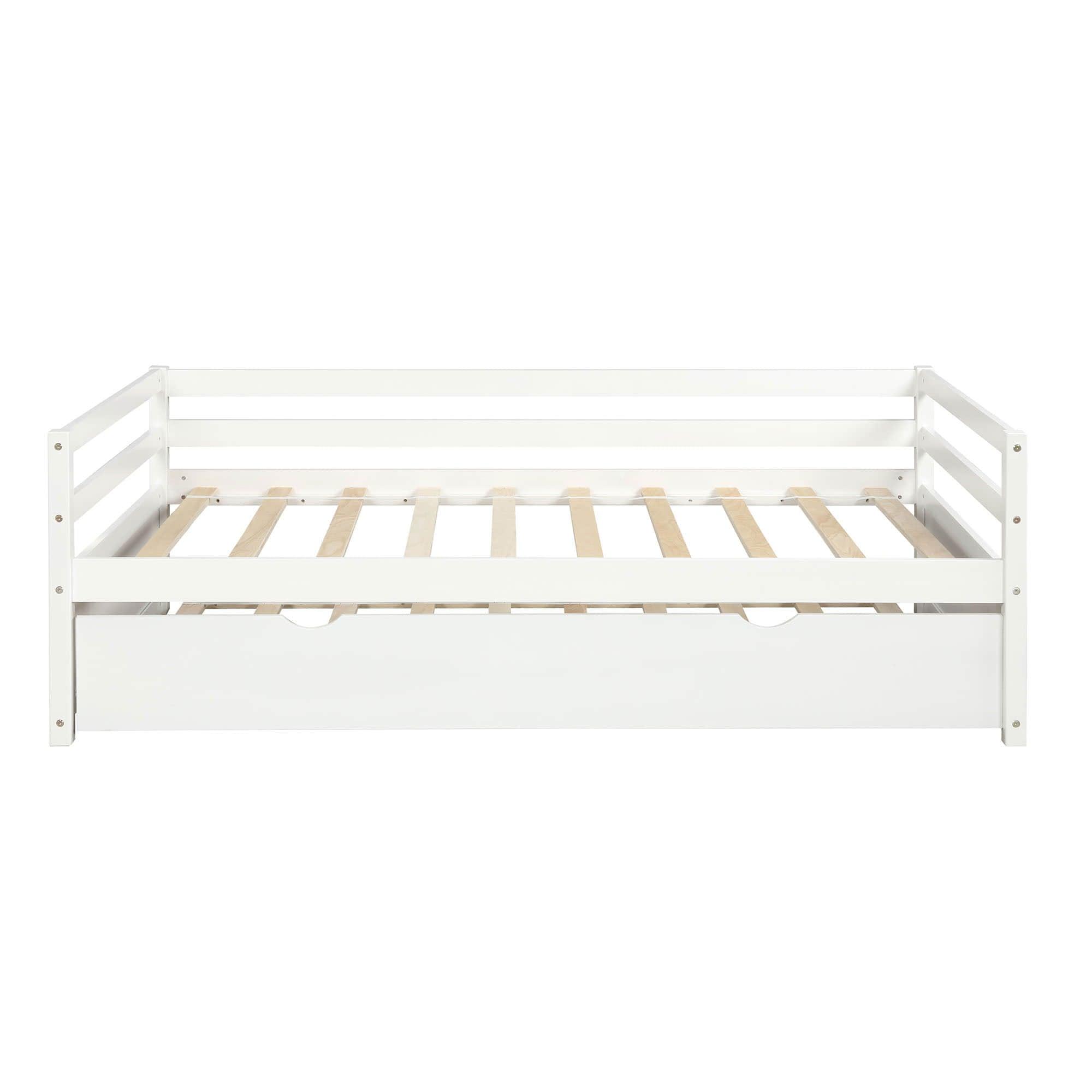 Wooden Low Twin Daybed Frame with Twin Trundle