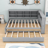 Modern Smart Full Size Wood Daybed with Twin Trundle and Storage