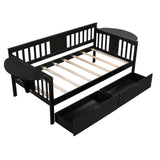 Wood Twin Daybed with Storage - [Drawers, Side Shelves]