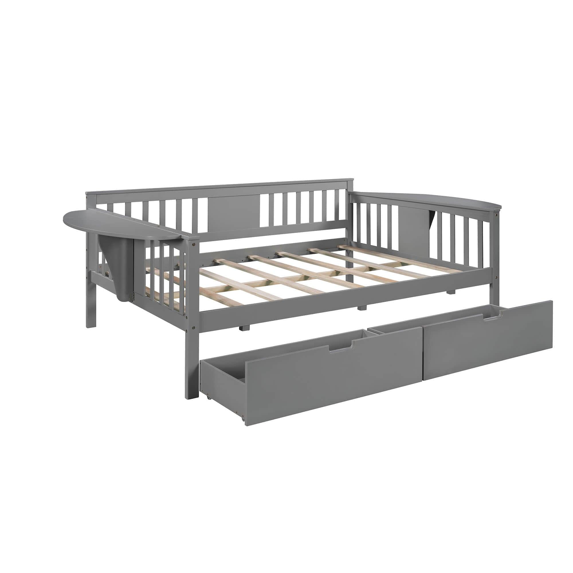 Wood Full Size Daybed with Storage - [Drawers, Side Shelves]