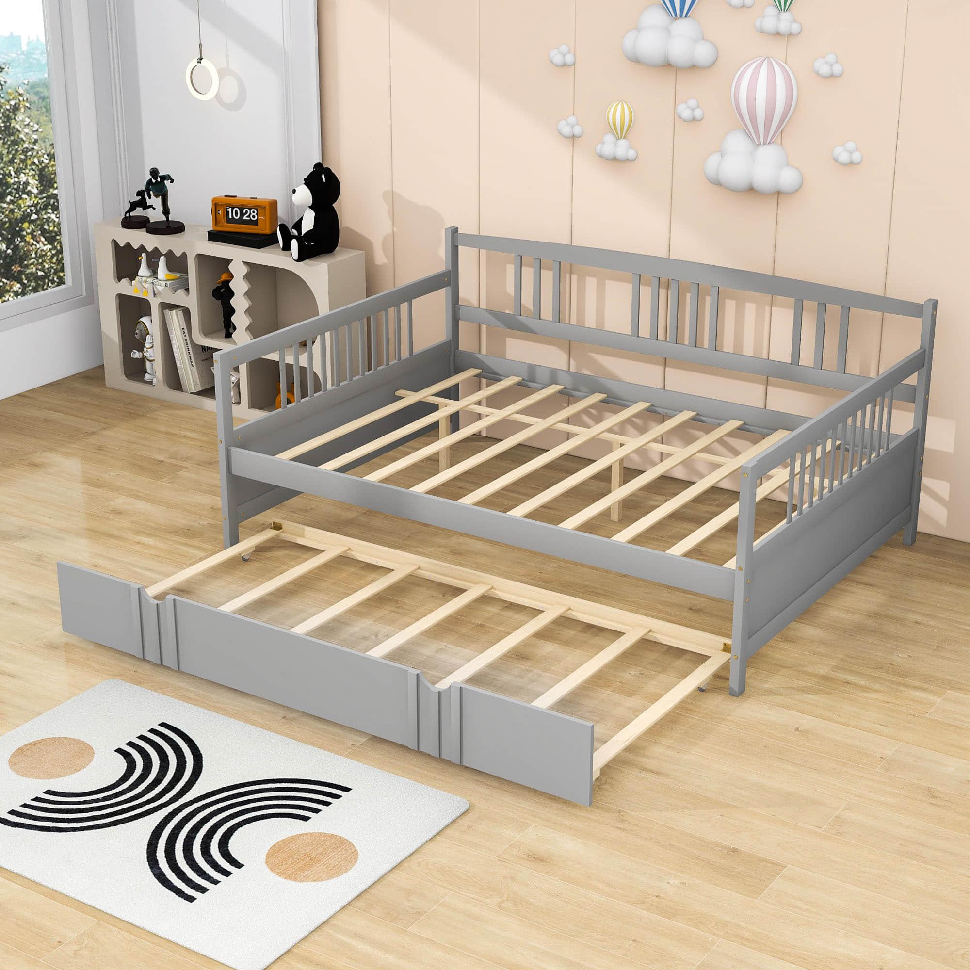 Wooden Full Size Daybed with Twin Trundle