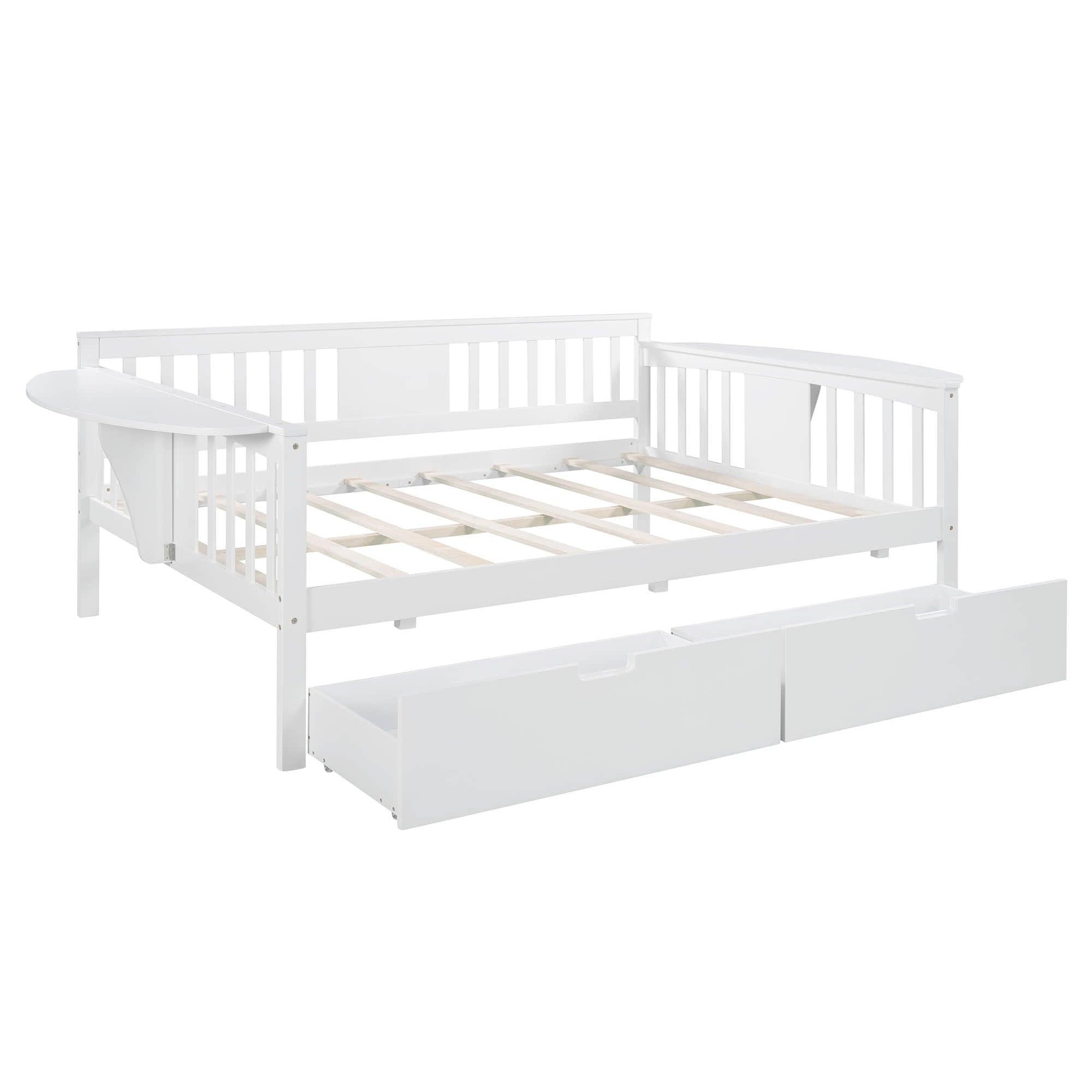 Wood Full Size Daybed with Storage - [Drawers, Side Shelves]