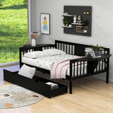 Wood Full Size Daybed with Storage - [Drawers, Side Shelves]