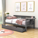 Wood Twin Daybed with Storage - [Drawers, Side Shelves]