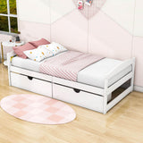 Wood Low Twin Daybed with Storage Drawers - [Backless]