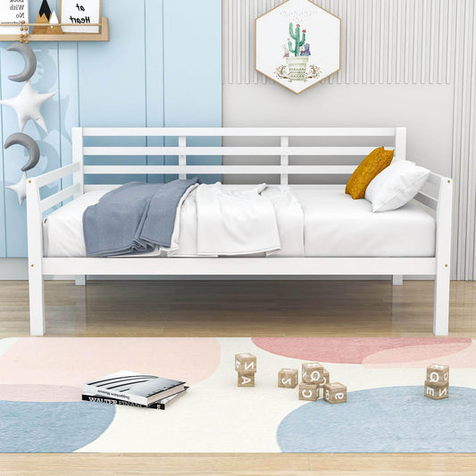 Wooden Full Size Daybed with Slat Backrest