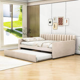 Velvet Upholstered Full Size Daybed with Trundle