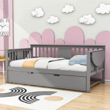 Wooden Twin Daybed with Trundle Bed and Storage