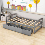 Wood Low Twin Daybed with Storage Drawers - [Backless]