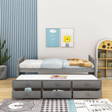 Backless Wooden Twin Daybed with Trundle and Storage - [Drawers]