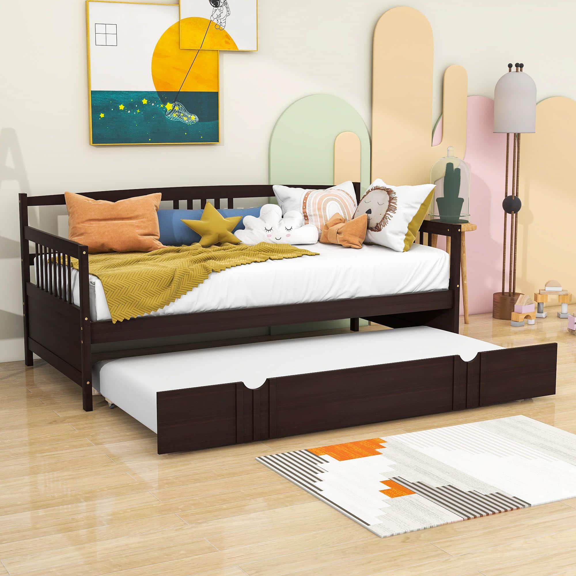 Wooden Twin Daybed with Twin Trundle