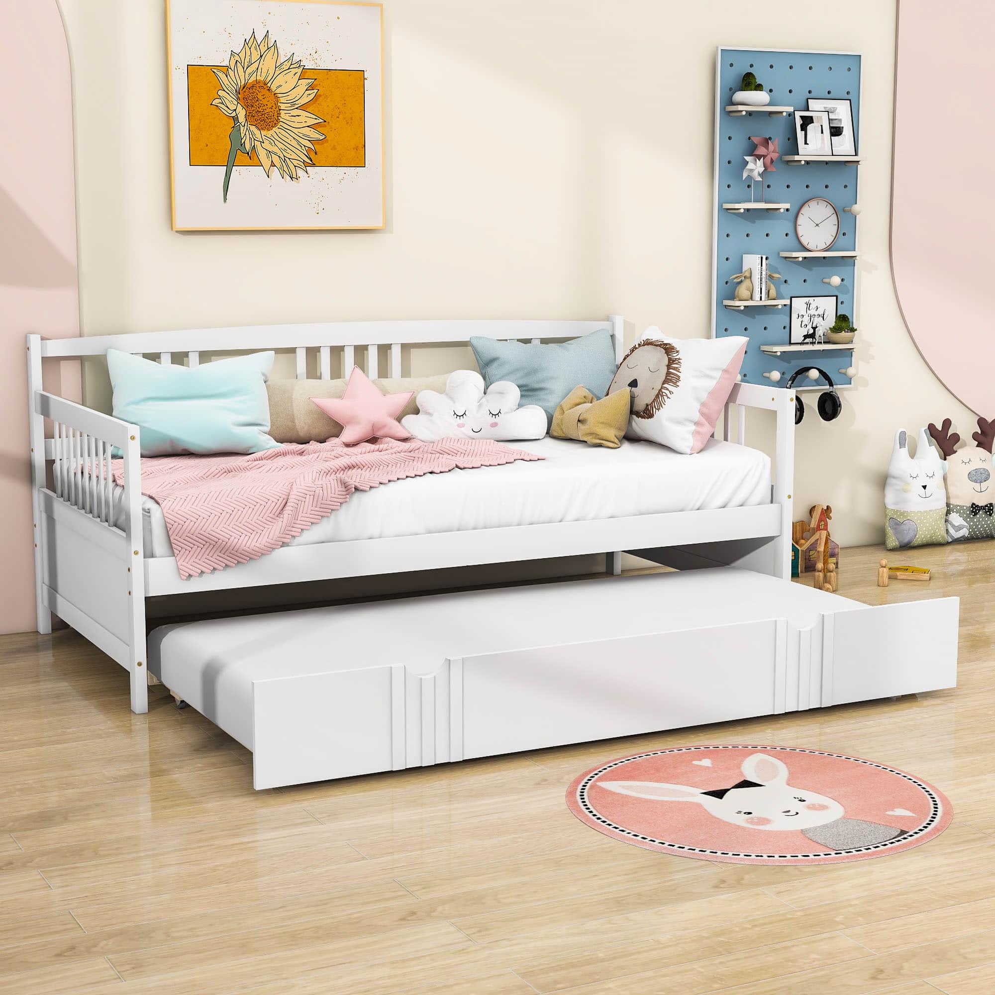 Wooden Twin Daybed with Twin Trundle