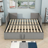 Twin Size Upholstered Daybed with Adjustable Pop Up Trundle