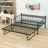 Metal Full Size Daybed with Foldable Pop-Up Trundle