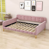 Modern Full Size Velvet Upholstered Daybed with Slats