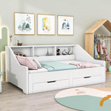 Wooden Twin to King Extendable Daybed with Pull-out Trundle and Storage