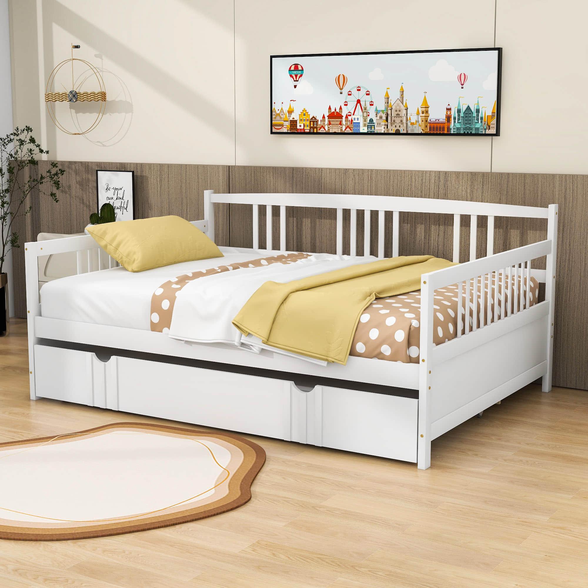 Wooden Full Size Daybed with Twin Trundle